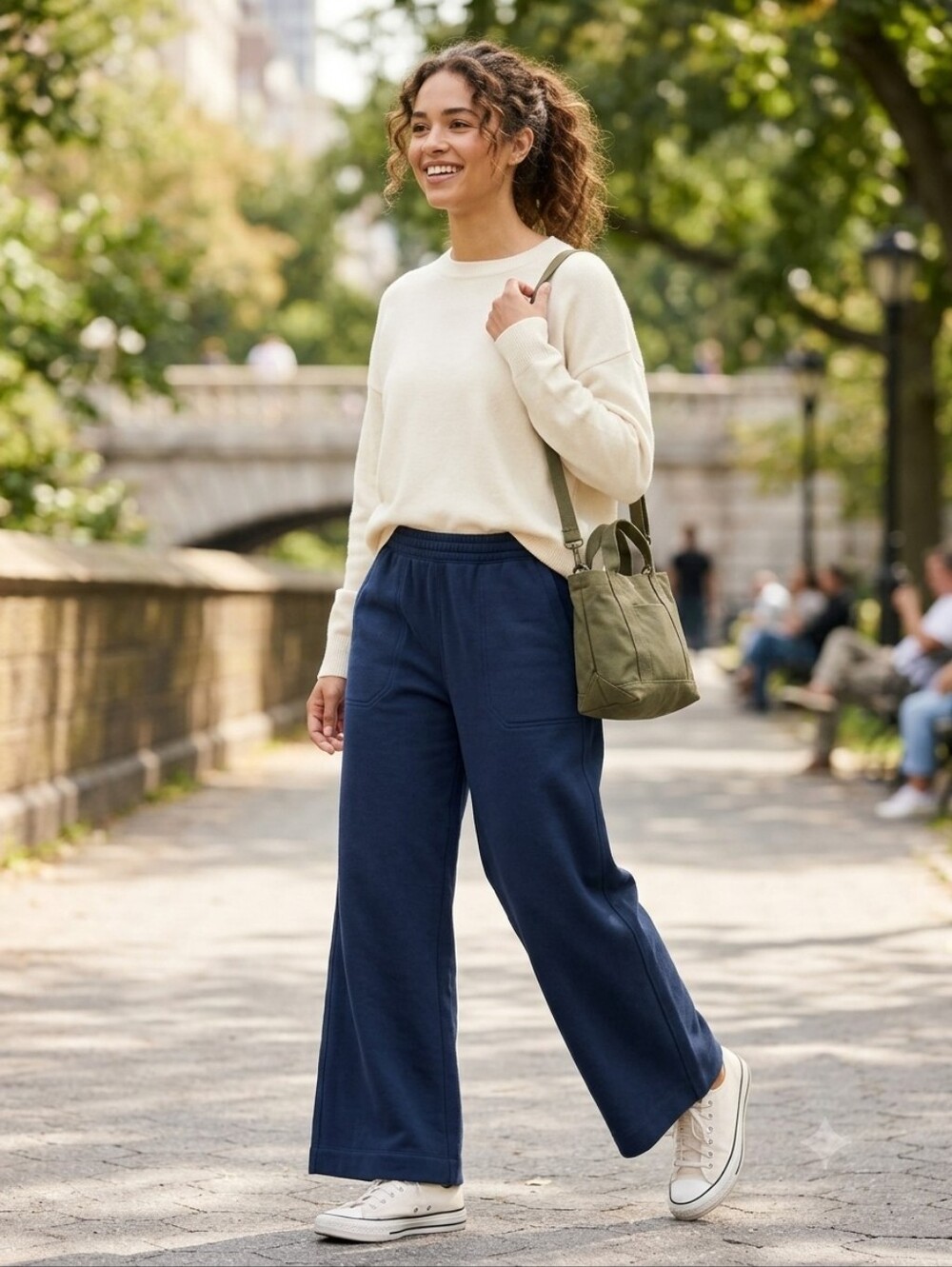 Banana Republic Navy Wide-Leg Pull-On Pants with Side Pockets